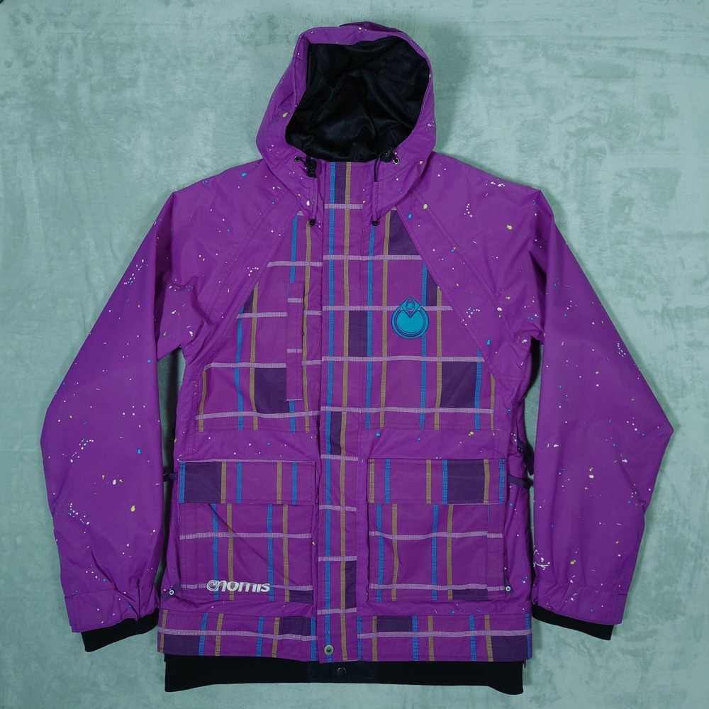 Nomis Y2K Snowboard Jacket Mens M Plaid Purple Baggy Ski Snow 10K Waterproof